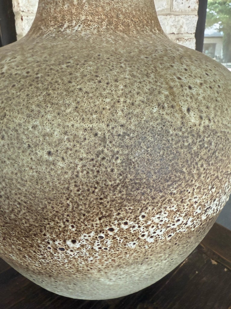 Outstanding Large West German Earthenware/ Pottery Vase w/ Arched Handle