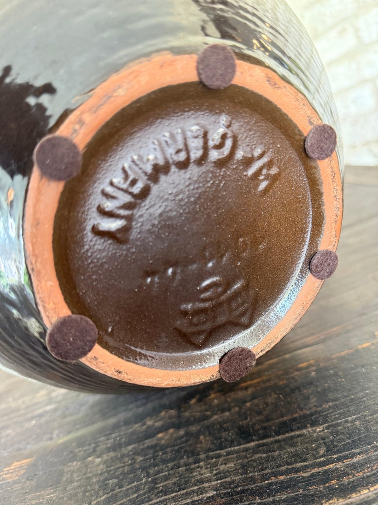 Outstanding Large West German Earthenware/ Pottery Vase w/ Arched Handle