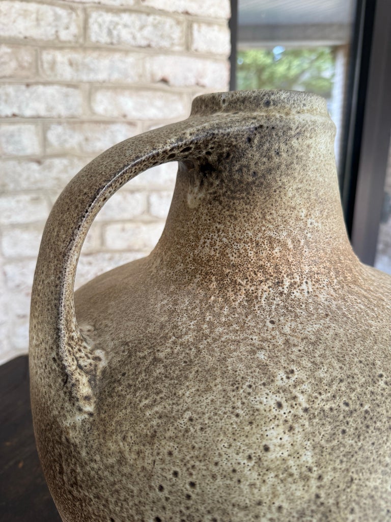 Outstanding Large West German Earthenware/ Pottery Vase w/ Arched Handle