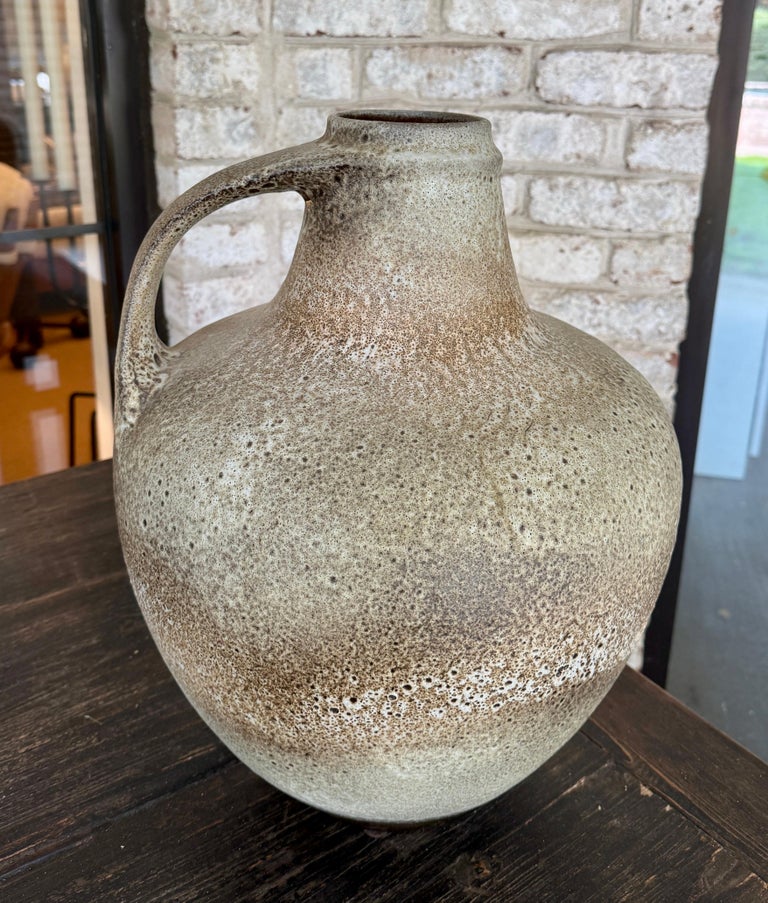 Outstanding Large West German Earthenware/ Pottery Vase w/ Arched Handle
