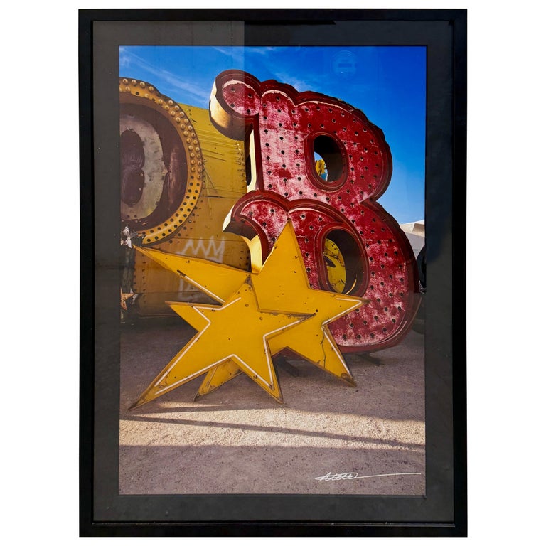Professional Framed Photo of Iconic "Lost Vegas" Neon Sign Boneyard