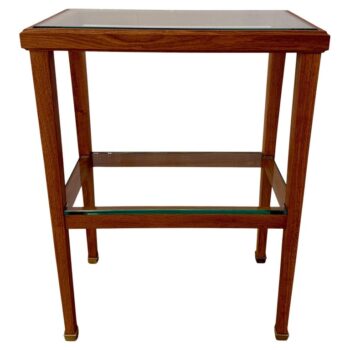 JMF Style Petite Oak and Glass Two-Tired Console Table