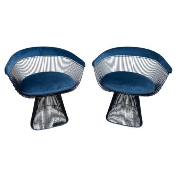 Vintage Pair of Warren Platner Chairs in Bronzed Steel for Knoll
