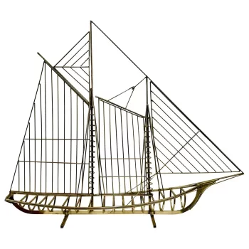 1976 Curtis Jeré Brass Schooner/ Sailboat Sculpture