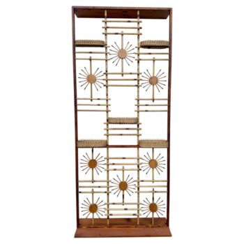 Dušan Jurkovič Wall Mounted Shelf or Openwork Screen in Bamboo & Rattan 1960's