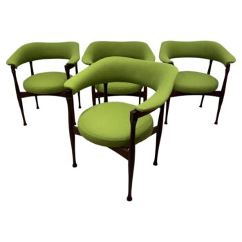 Set of 4 Danish Modern Curved Armchairs, 1950's