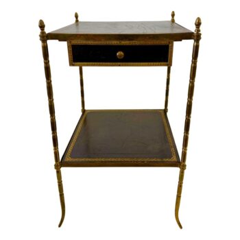 Maison Jansen Embossed Leather and Brass Accent Table