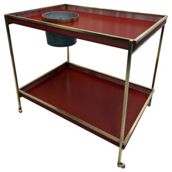 Vintage Bronze and Perforated Metal Trolley Cart in the Style of Mathieu Matégot