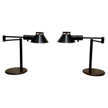 Pair of Bronze Casella Swing Arm Table Lamps