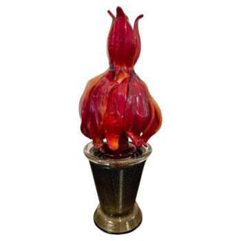 Large Red Murano Succulent Cactus Art Sculpture