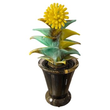 Murano Glass Yellow Cactus Succulent Sculpture