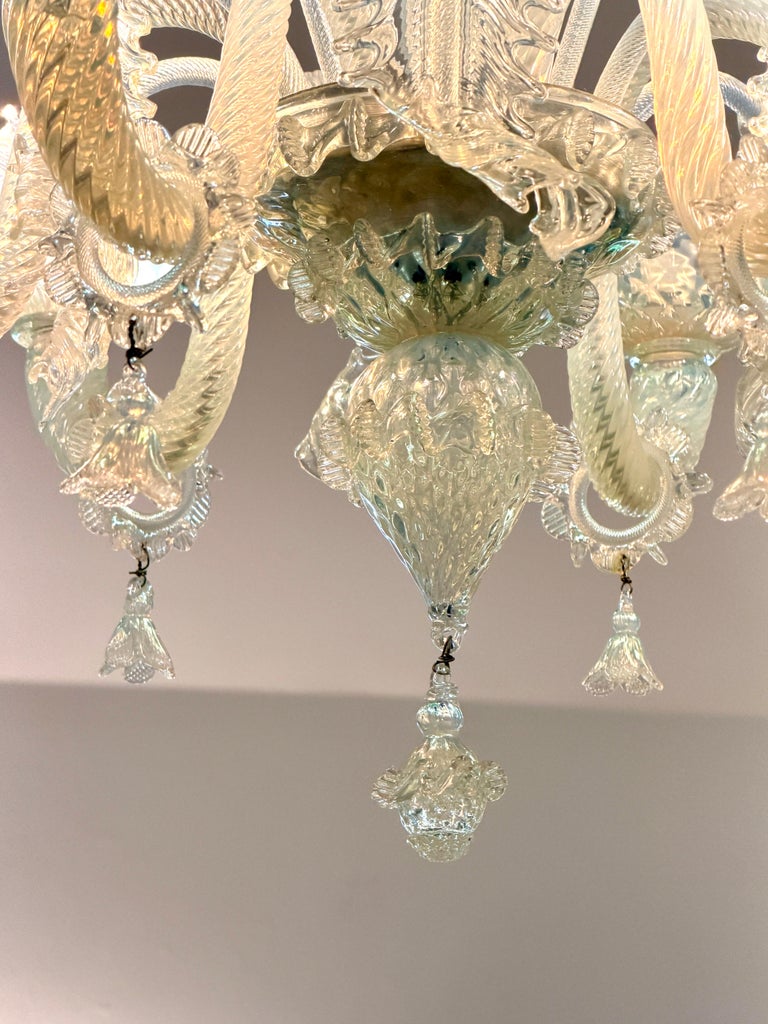 Barovier e Toso 1940's Opaline Murano 6-Light Chandelier - Two Available