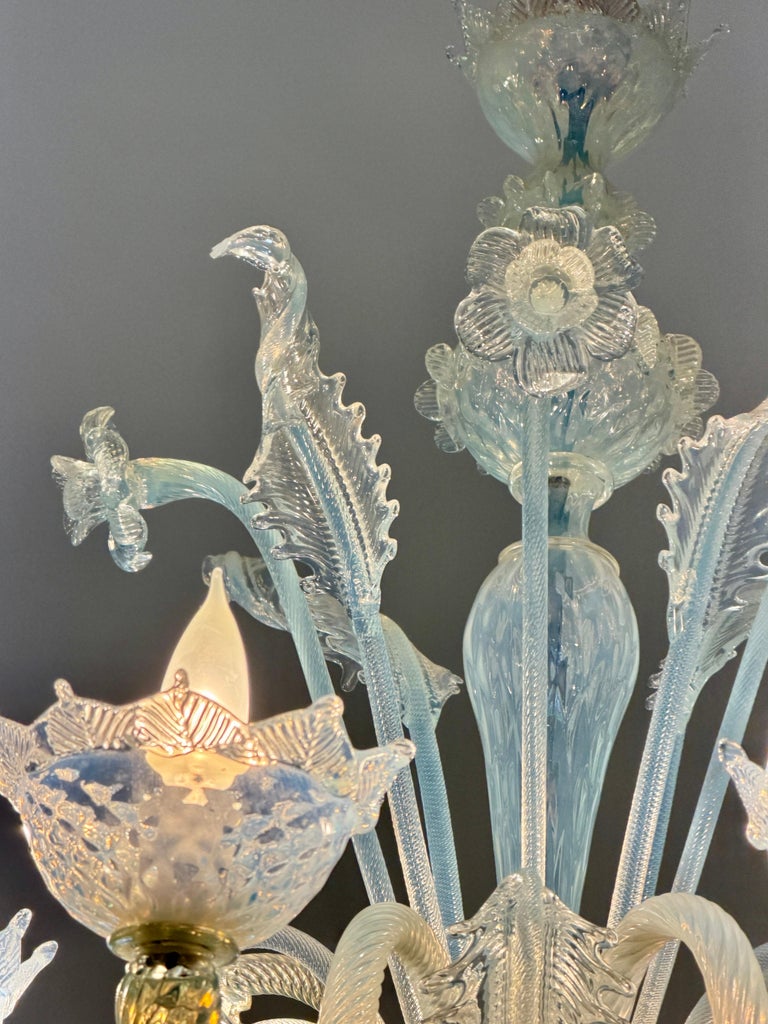 Barovier e Toso 1940's Opaline Murano 6-Light Chandelier - Two Available