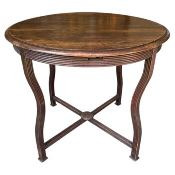 19th C. Round Carved Wood Foyer Table