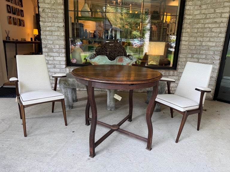 19th C. Round Carved Wood Foyer Table