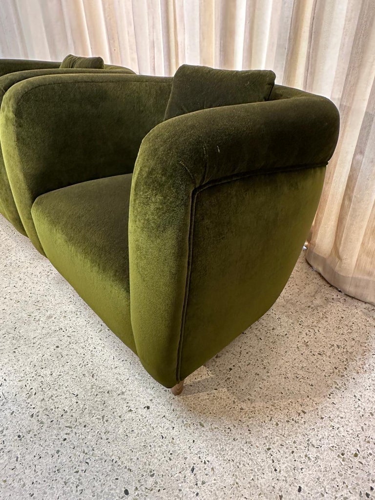 Luxurious Green Mohair French Armchairs, PAIR