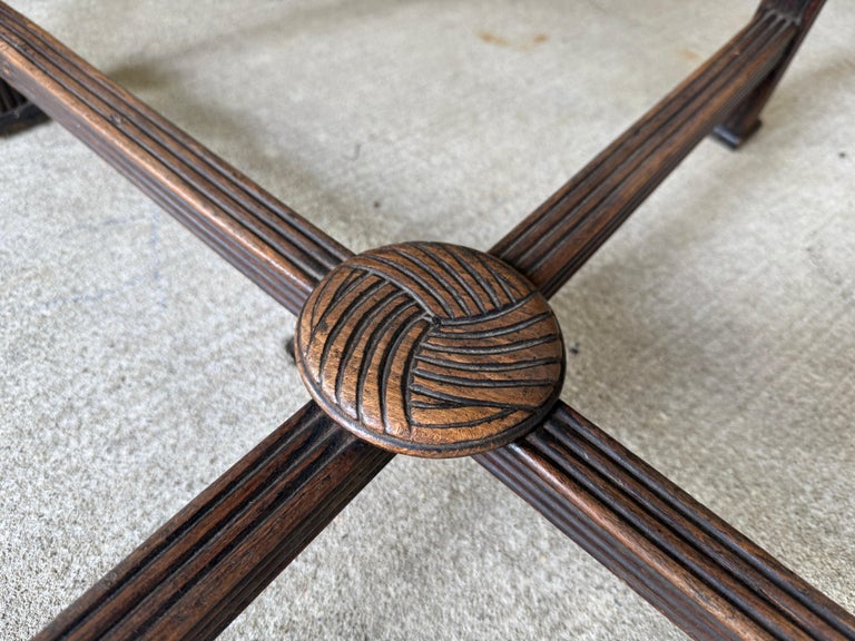 19th C. Round Carved Wood Foyer Table