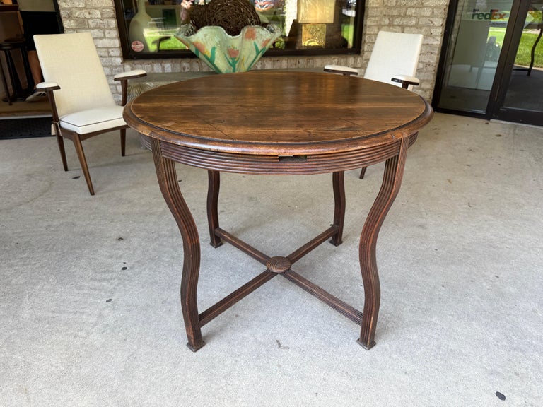 19th C. Round Carved Wood Foyer Table