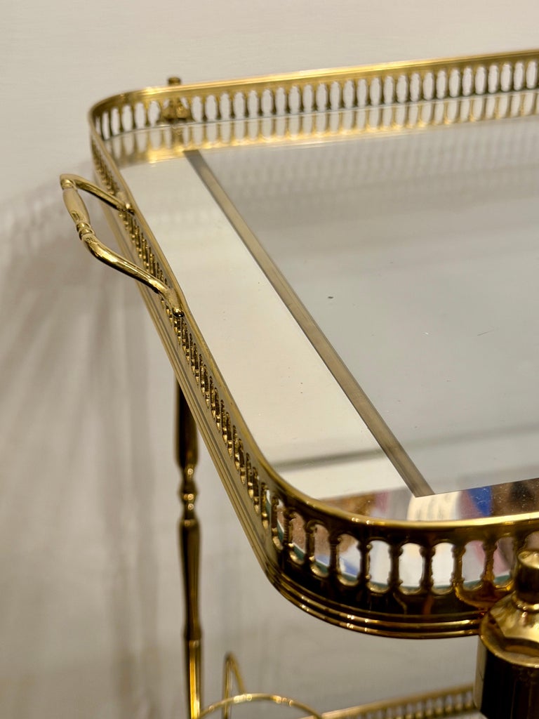 French Regency Brass and Glass Bar Trolley