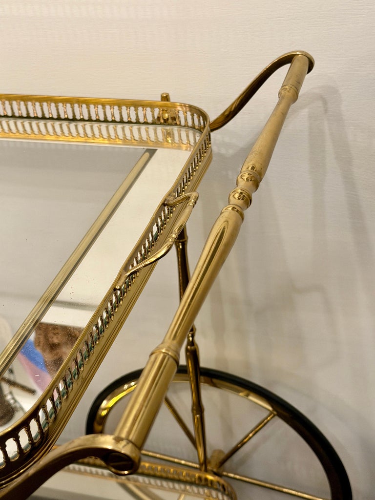 French Regency Brass and Glass Bar Trolley