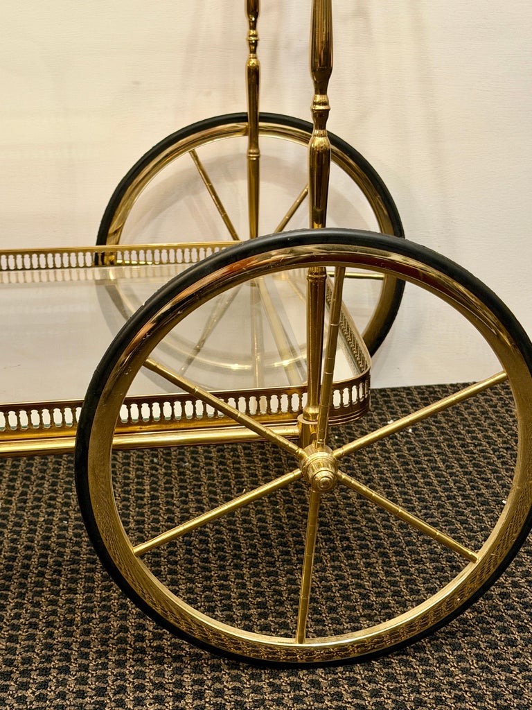 French Regency Brass and Glass Bar Trolley