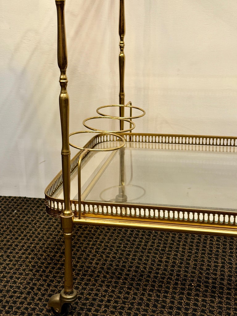French Regency Brass and Glass Bar Trolley