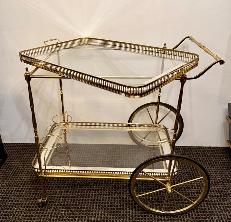 French Regency Brass and Glass Bar Trolley