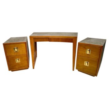 1960's Oak and Leather Clad "Karpen of California" Desk Suite (3 pieces)
