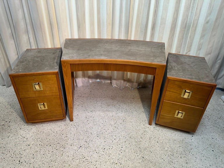 1960's Oak and Leather Clad "Karpen of California" Desk Suite (3 pieces)
